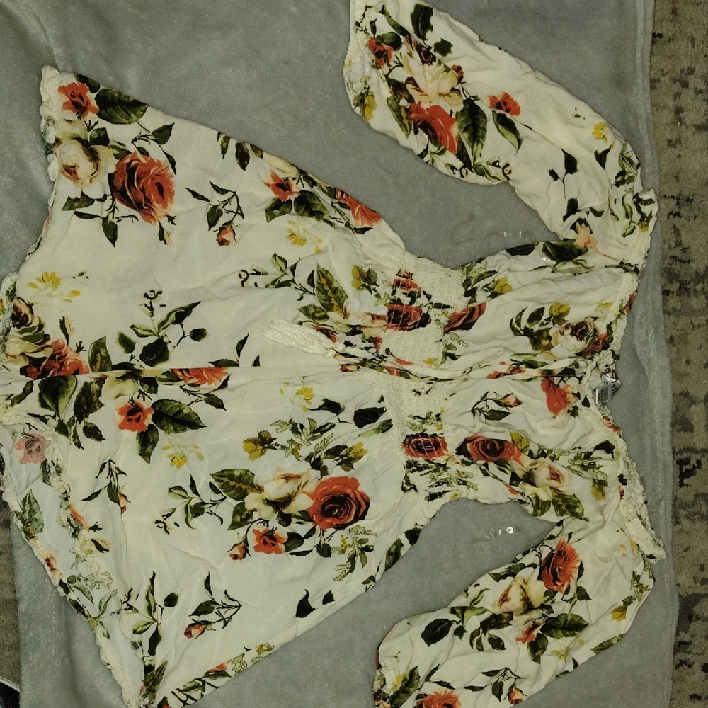 Justify Green and Red Floral Shorts